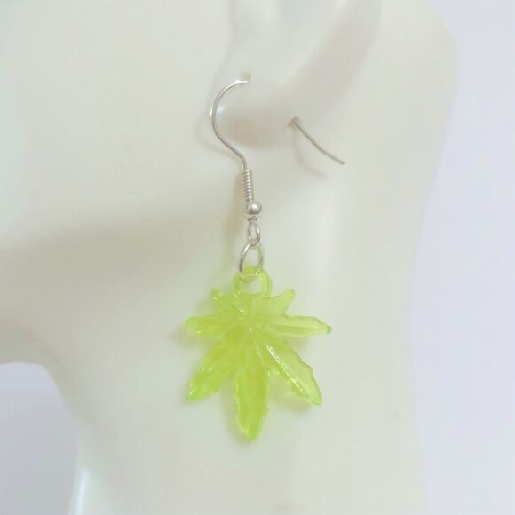 Weed Leaf Statement Earrings - Picture 1 of 2